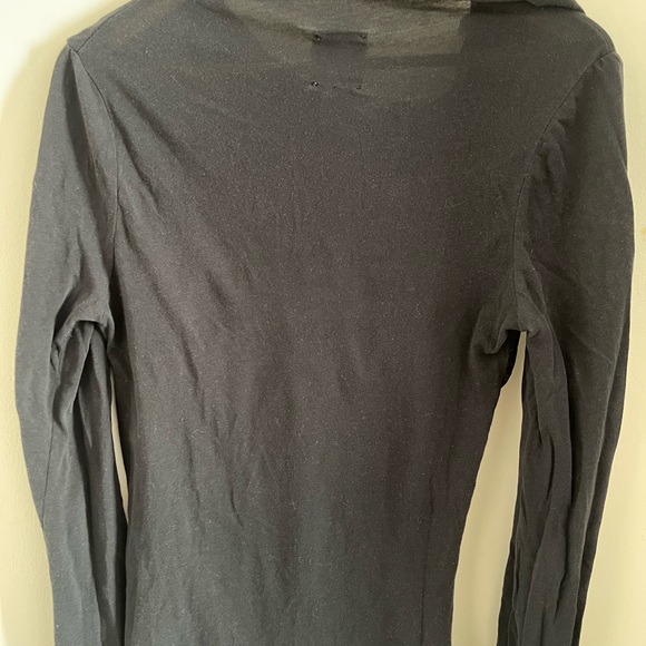 Black Long-Sleeve Women's Blouse with Fringe Detail - Picture 7 of 7